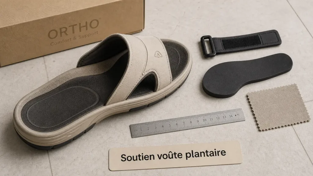 Claquette orthopédique : voûte plantaire, amorti et réglages à vérifier avant d’acheter