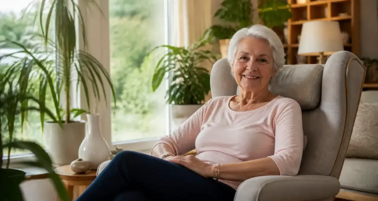 Salon aménagé pour préserver l'autonomie d'un senior à domicile