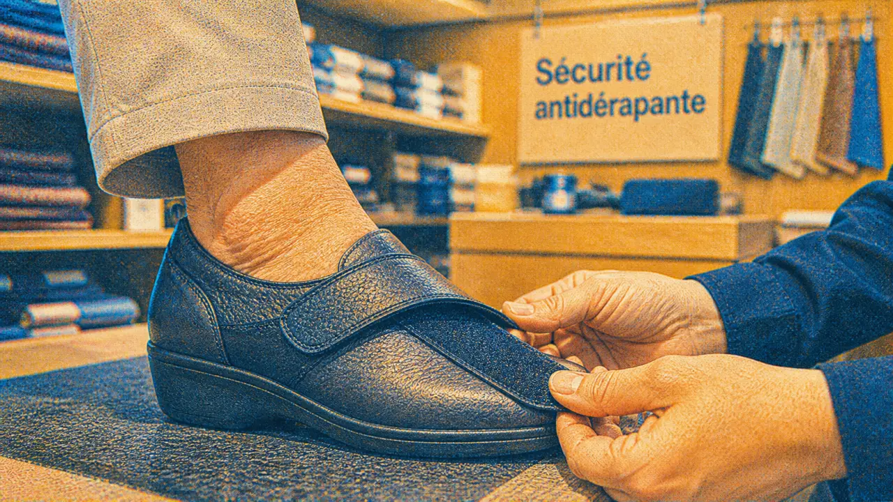 Chaussure pour personne agée antidérapante petit talon 2-3 cm