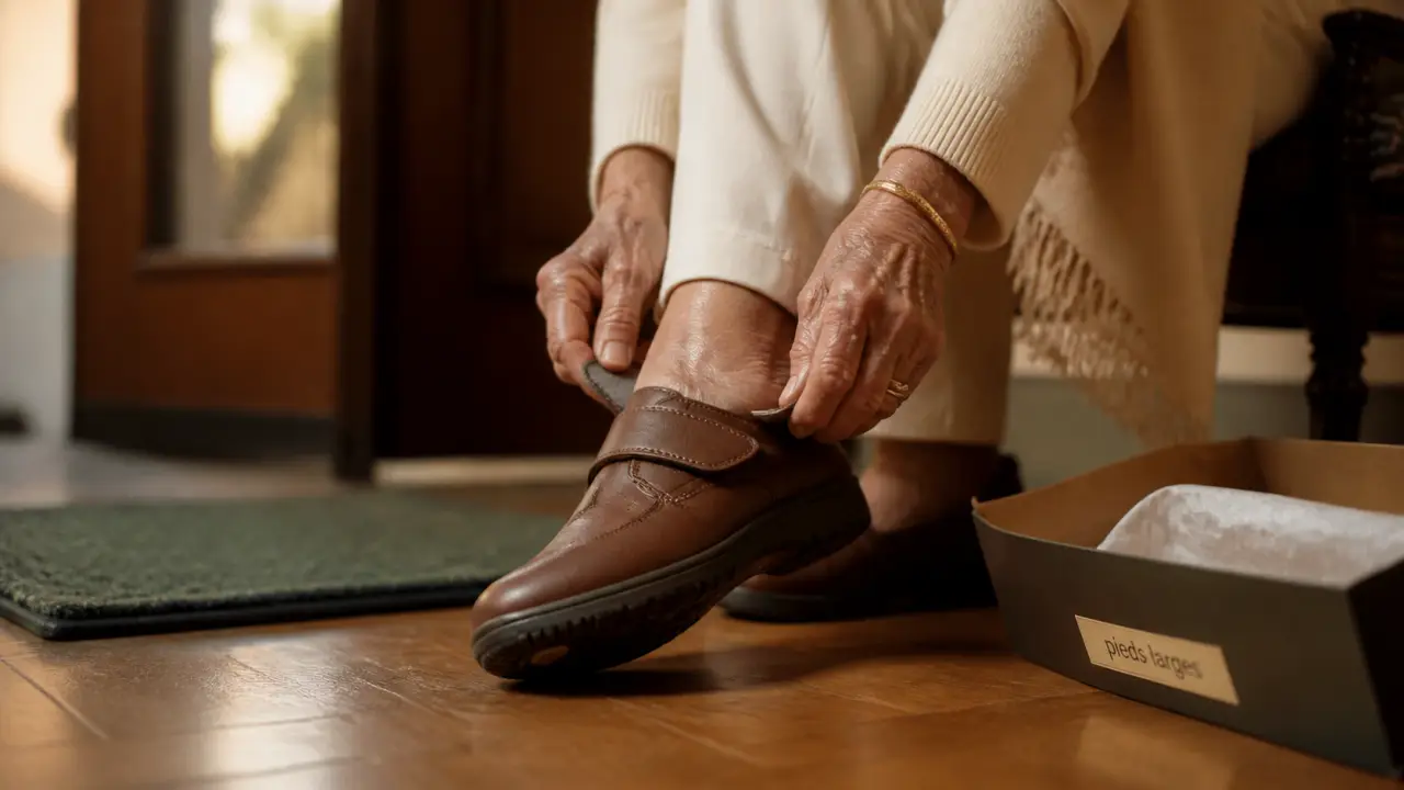 Chaussures femme personnes agées : chaussure confort antidérapante enfilée, sans frottements