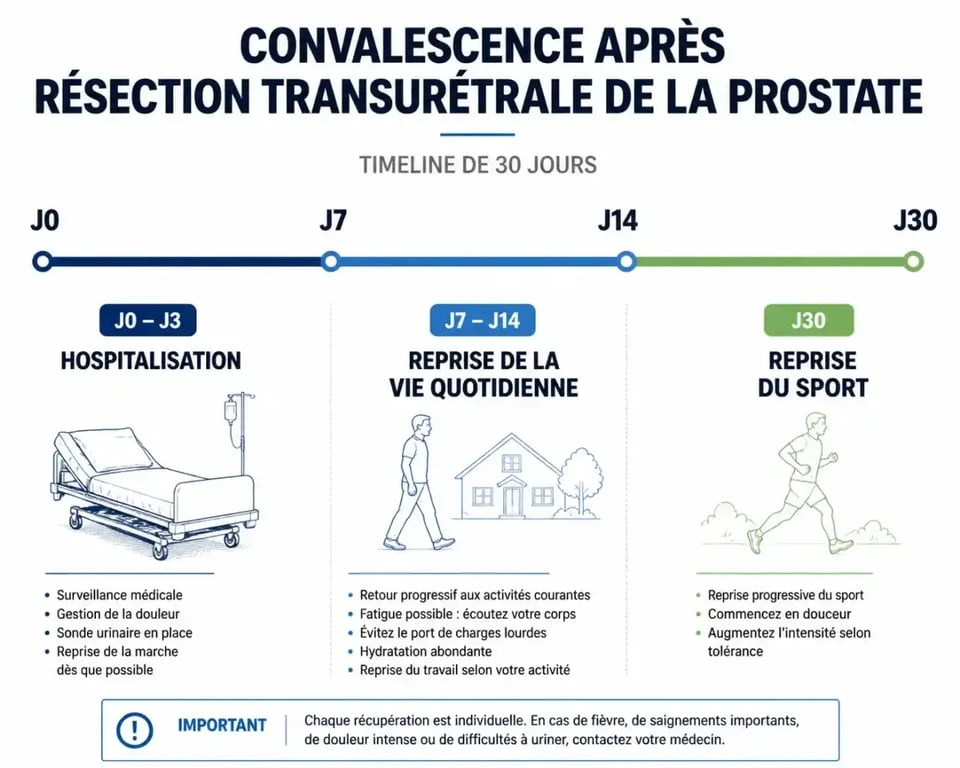 Timeline de la convalescence après un grattage de la prostate (RTUP) : étapes clés de la récupération