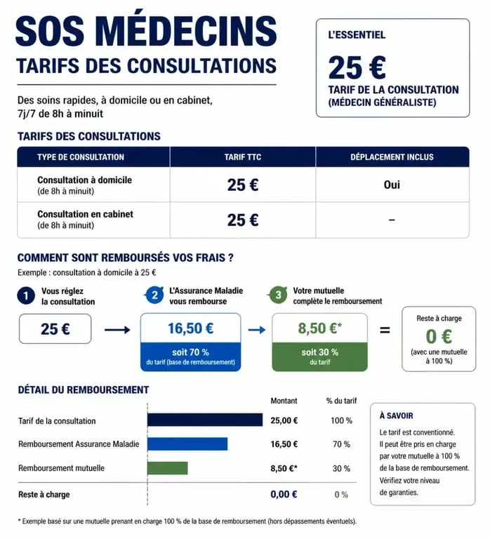 Infographie explicative des tarifs et du remboursement SOS Médecins