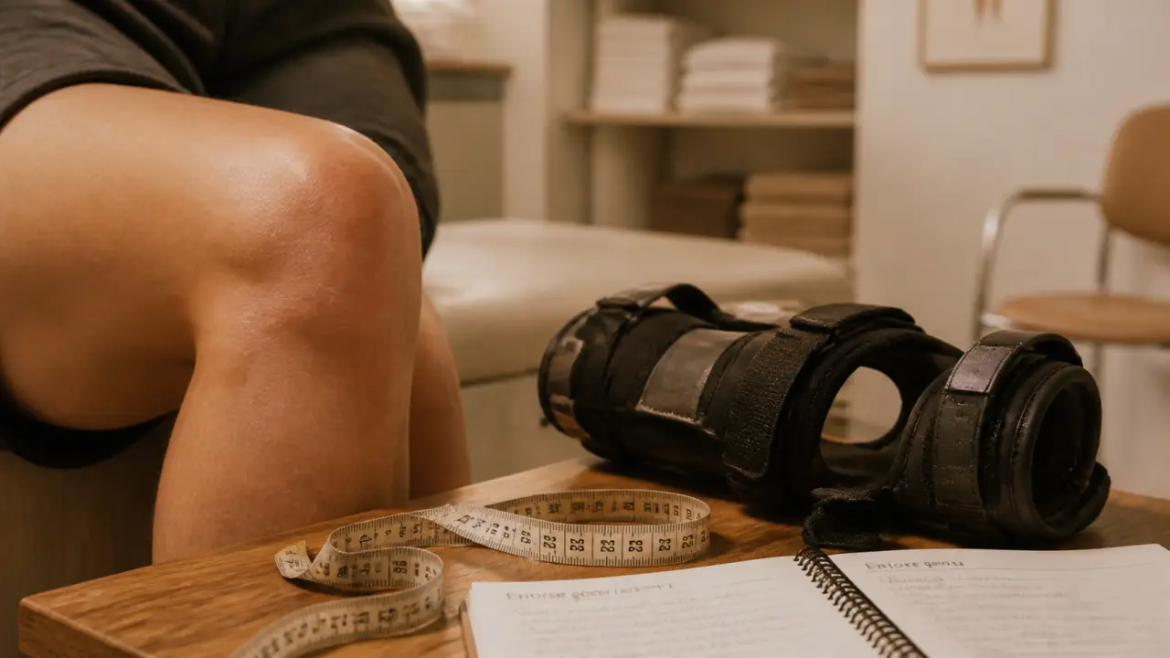Entorse genou attelle : genou immobilisé avec attelle