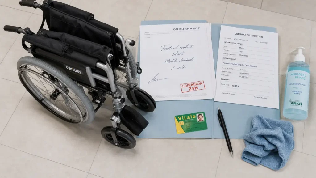 Location de fauteuil roulant : ordonnance, remboursement et livraison en urgence