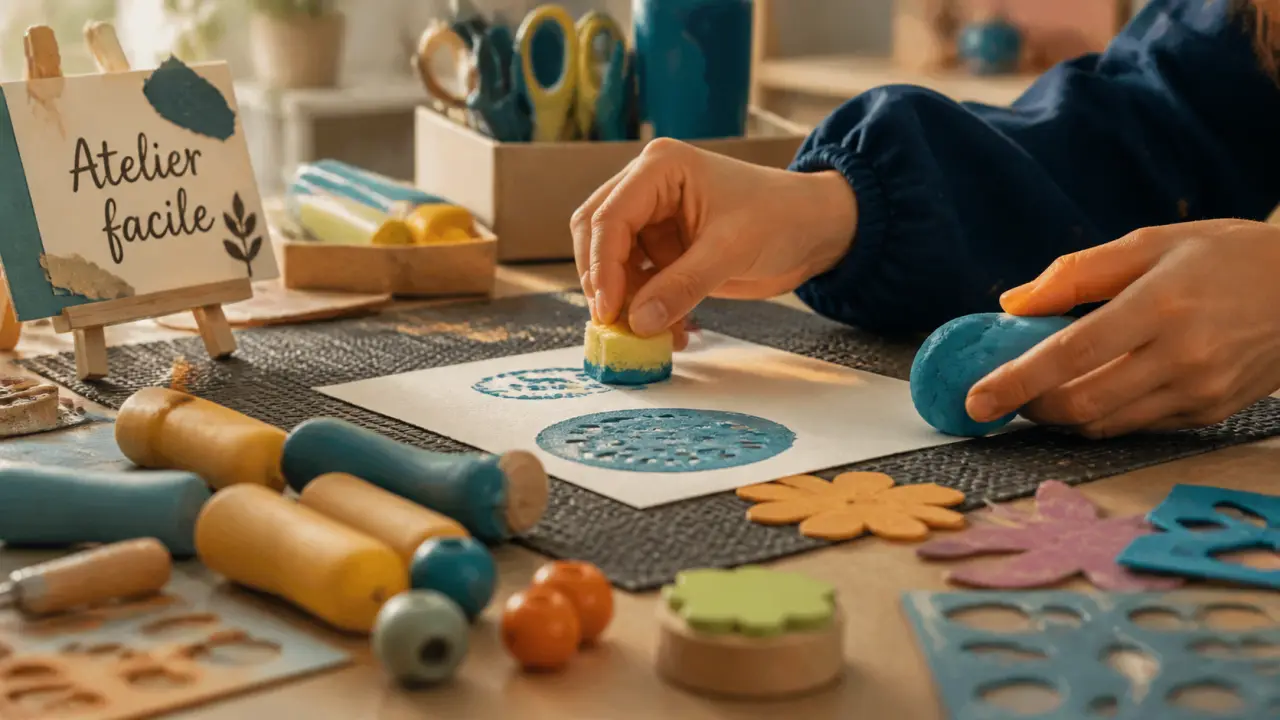 Loisirs créatifs pour personnes handicapées : mains avec pâte à modeler et outils ergonomiques