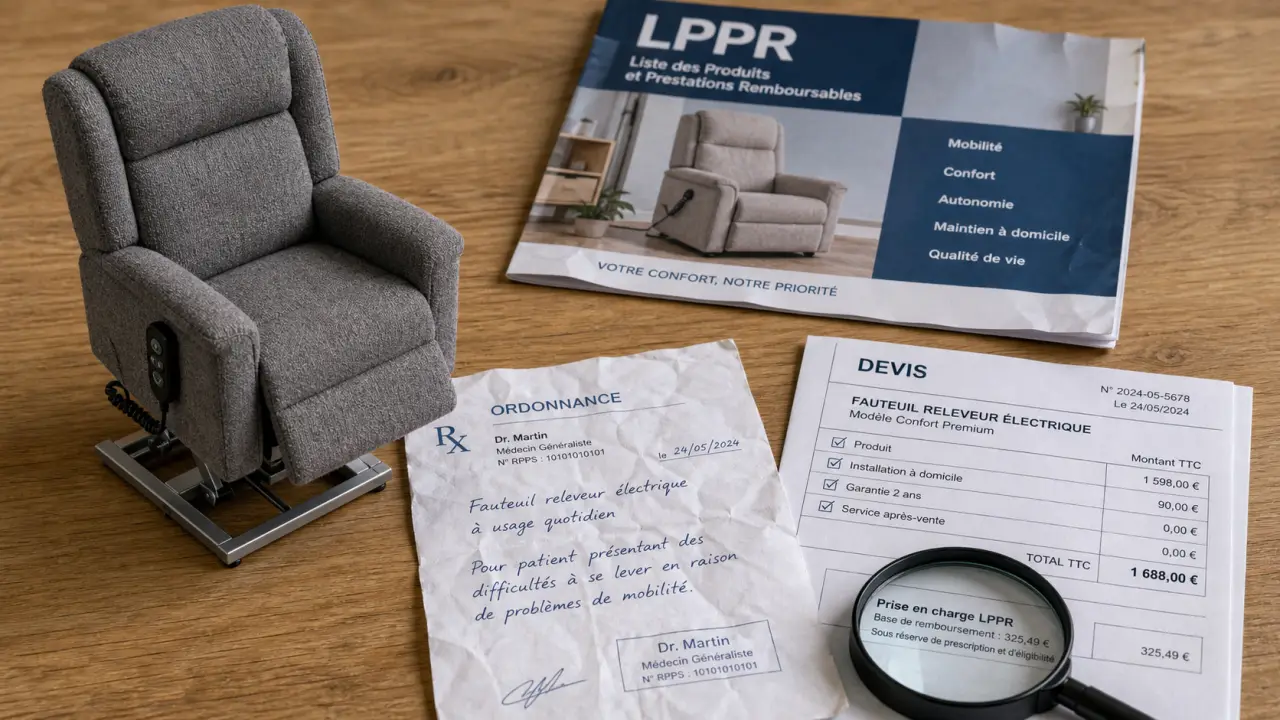 Remboursement fauteuil releveur LPPR : devis et aides pour réduire le reste à charge