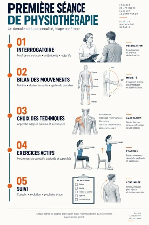 C'est quoi la physiothérapie : déroulement d'une première séance de bilan et de rééducation