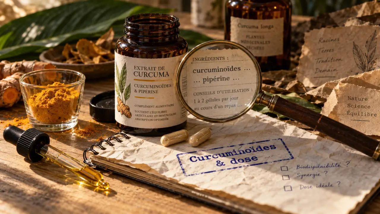 Curcuma complément alimentaire : curcuminoïdes et pipérine, risques d’absorption accrue