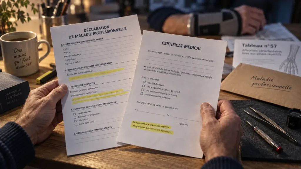 Maladie professionnelle du canal carpien : quels critères, quels droits et quels recours ?