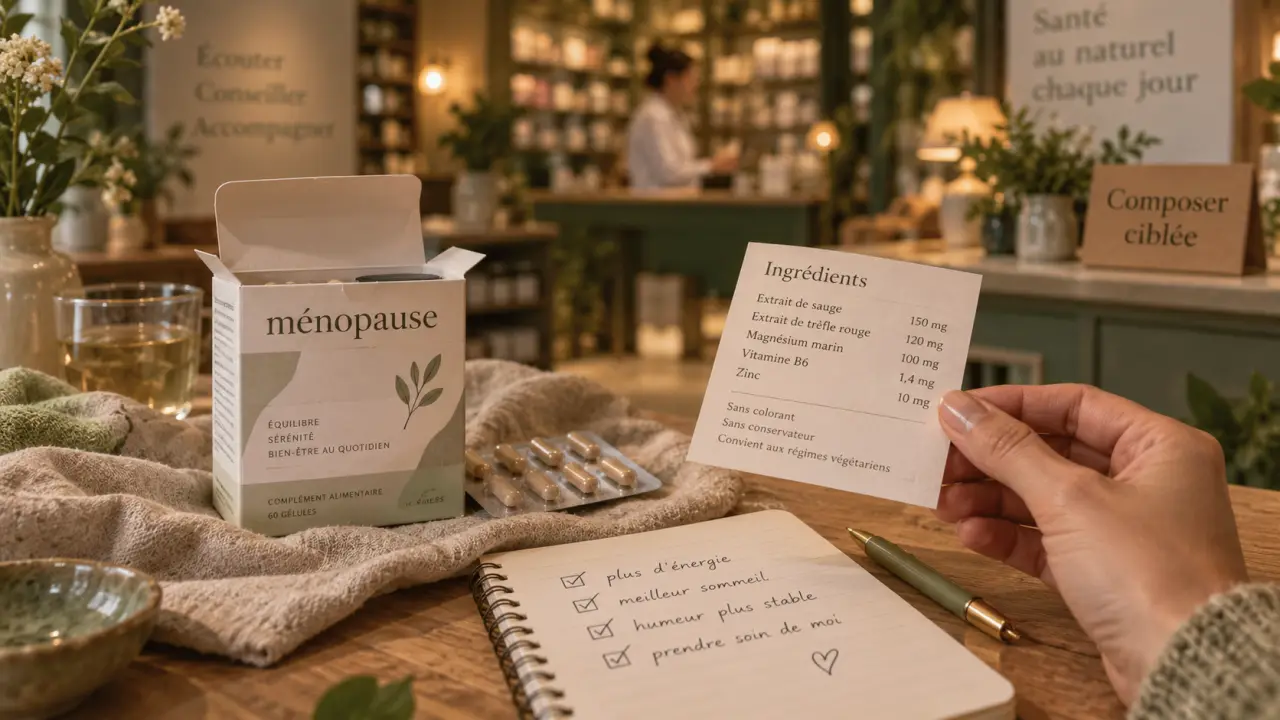 Traitement ménopause naturel en pharmacie, composition ciblée